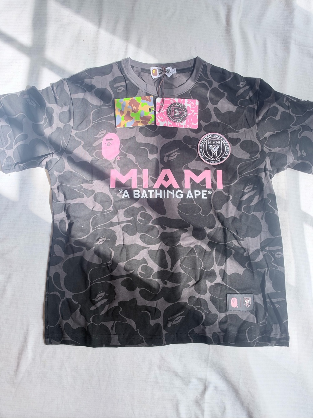 miami Black Camo Tee with Pink Logo - A Bathing Ape